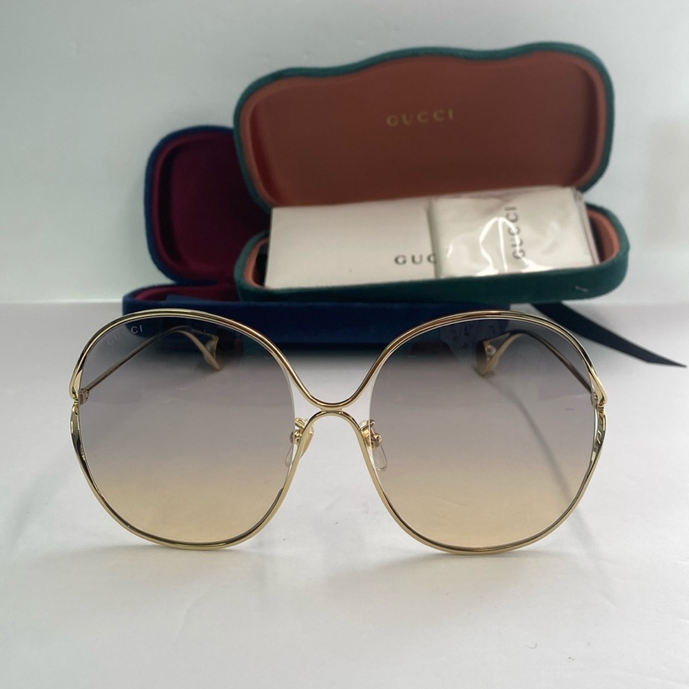 New Authentic GUCCI GG0362S 003 Blue to Peach Gradient Sunglass - Picture 4 of 17